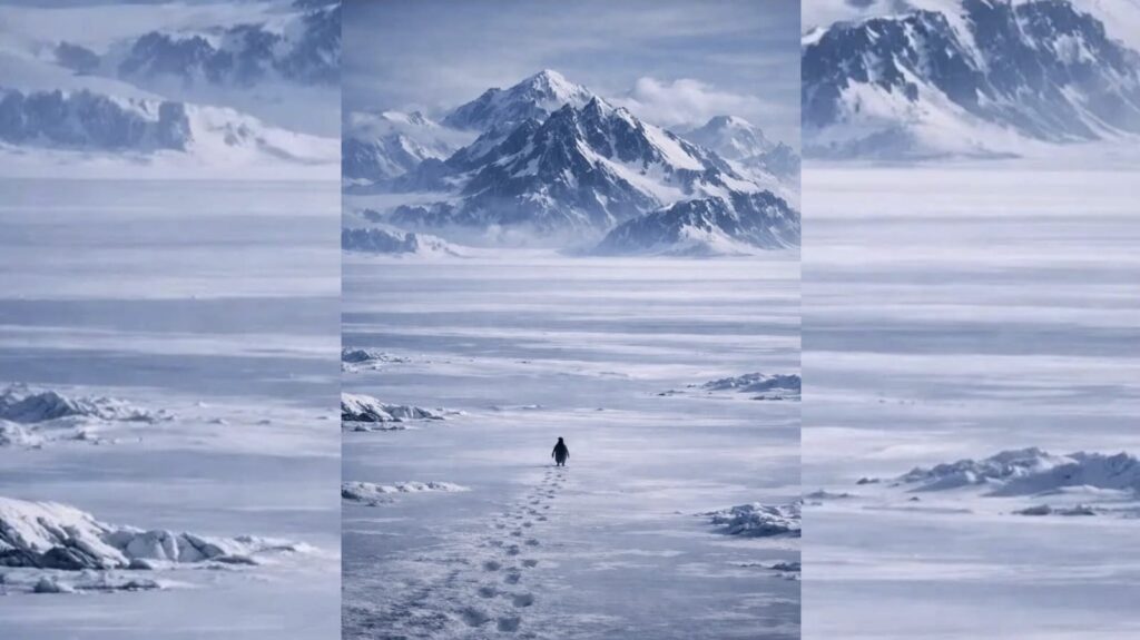 viral penguine heading to the mountains