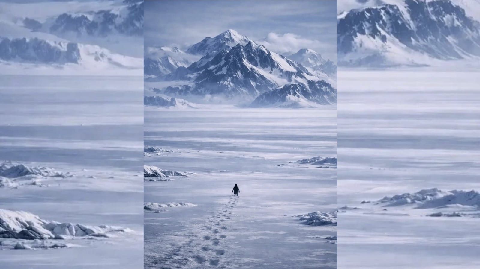 viral penguine heading to the mountains